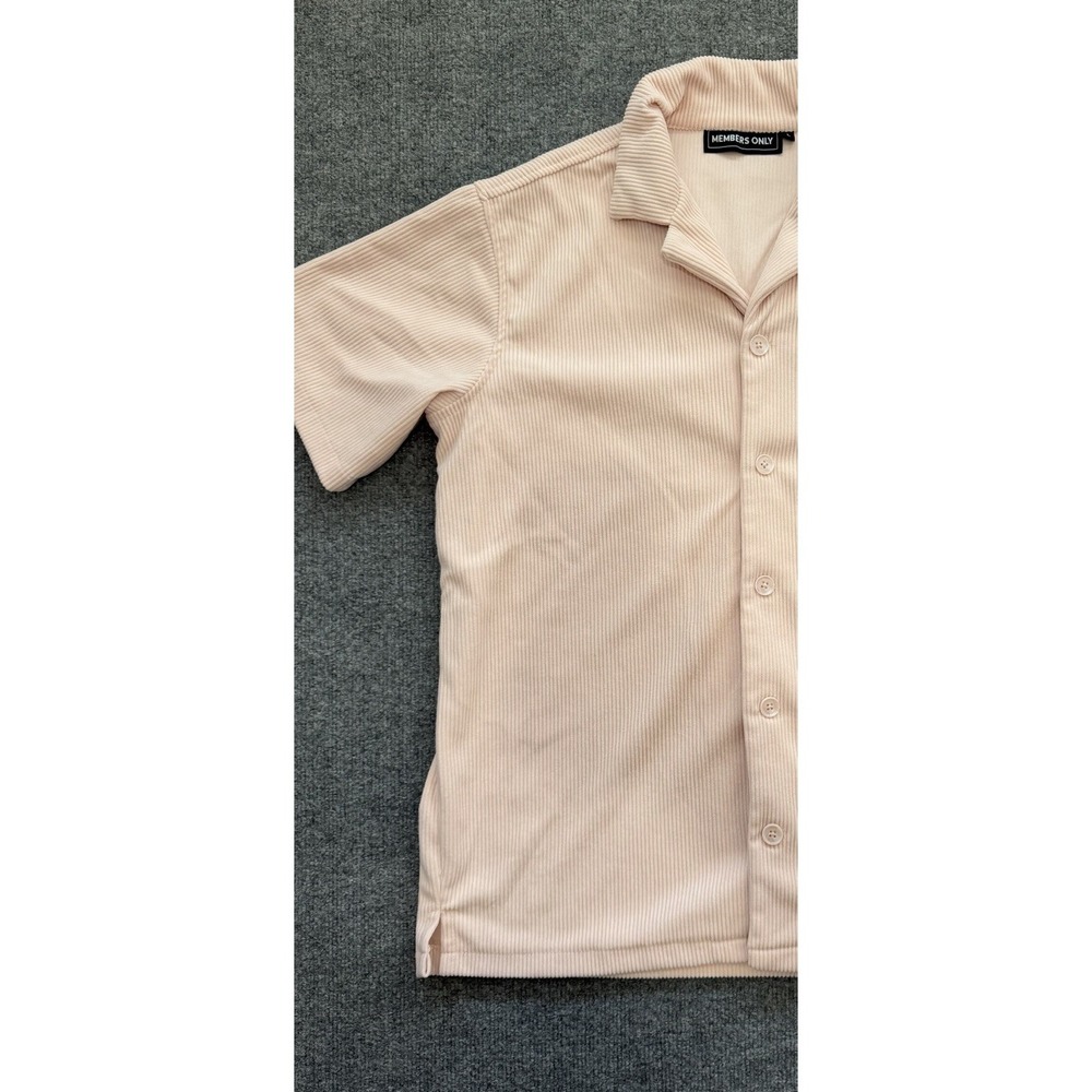 Members Only Y2K Pink Ribbed Camp Shirt Mens Large Embroidered Bowling - Picture 4 of 14